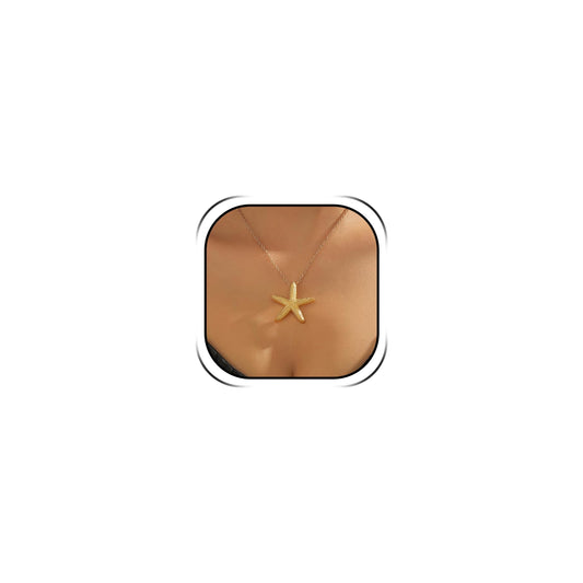 Frodete Starfish Necklace for Women Beach Necklaces Jewelry Layered Choker Drop Dangle Summer Vacation Outfits Theme Conch Seashell Accessories Ocean Pendant Dress Costume