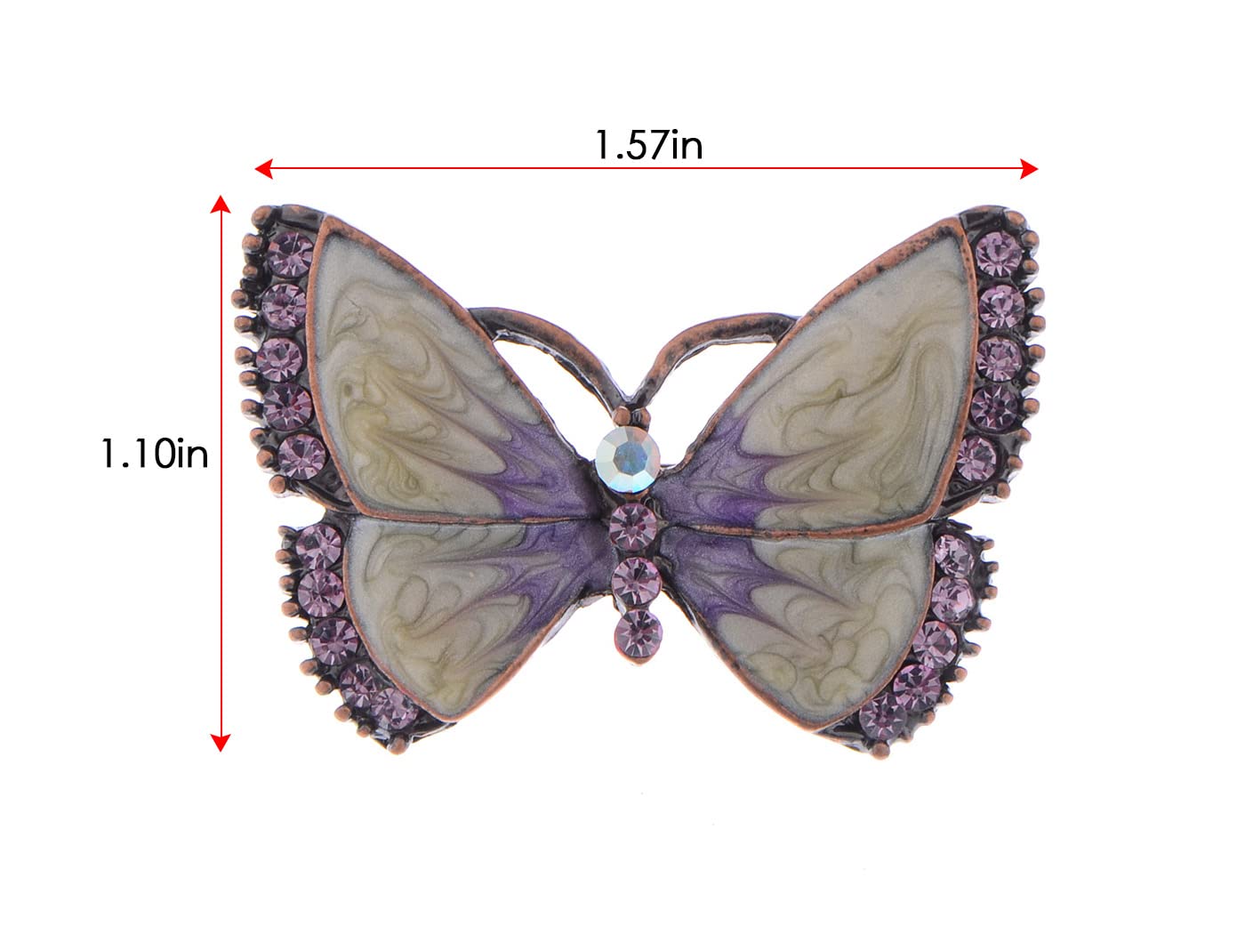 Alilang Painted Enamel Brown Crystal Rhinestone Butterfly Fashion Jewelry Pin Brooch