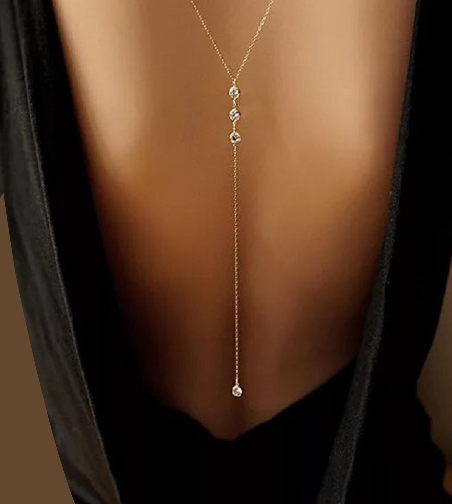MODRSA Gold Back Necklace for Backless Dress - Body Chain Jewelry for Women