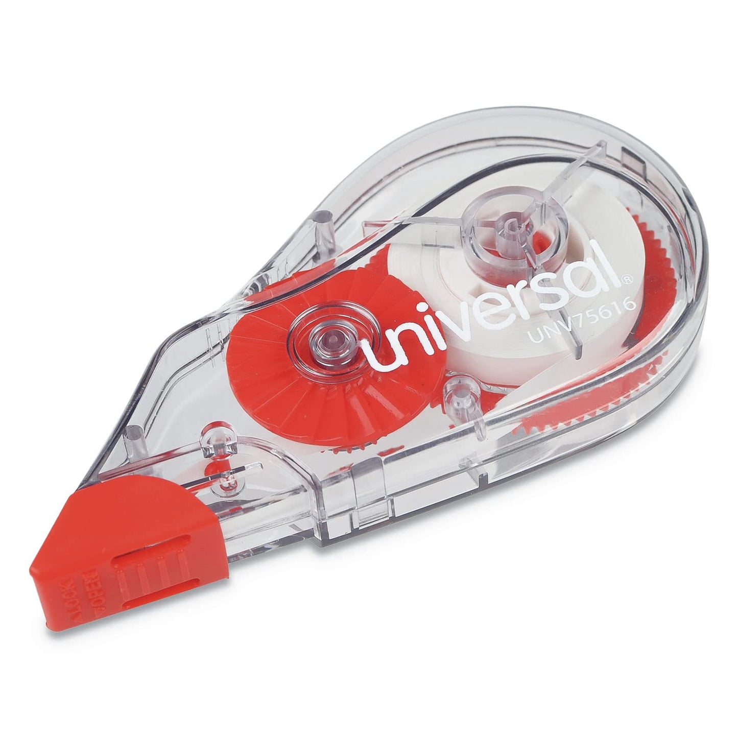 Universal UNV75616 0.2 in. x 315 in. Non-Refillable Correction Tape Dispenser - Transparent/Red (10/Pack)