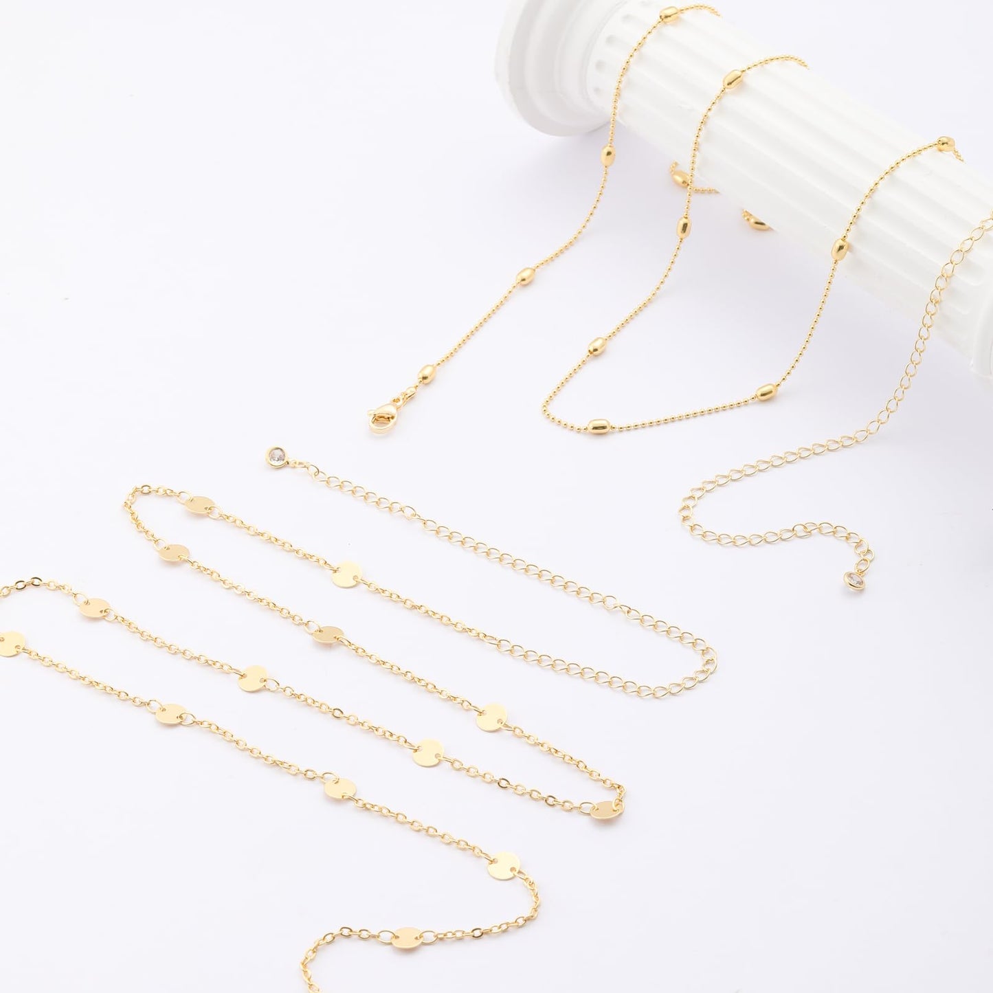 ASCOMY Waist Chains for Women 14K Gold Plated 2Pcs Body Chains Gold Waist Chain Layered Coin Dot Balls Belly Belt Body Chains Adjustable Bikini Body Jewelry Daily Belts Gifts for Women