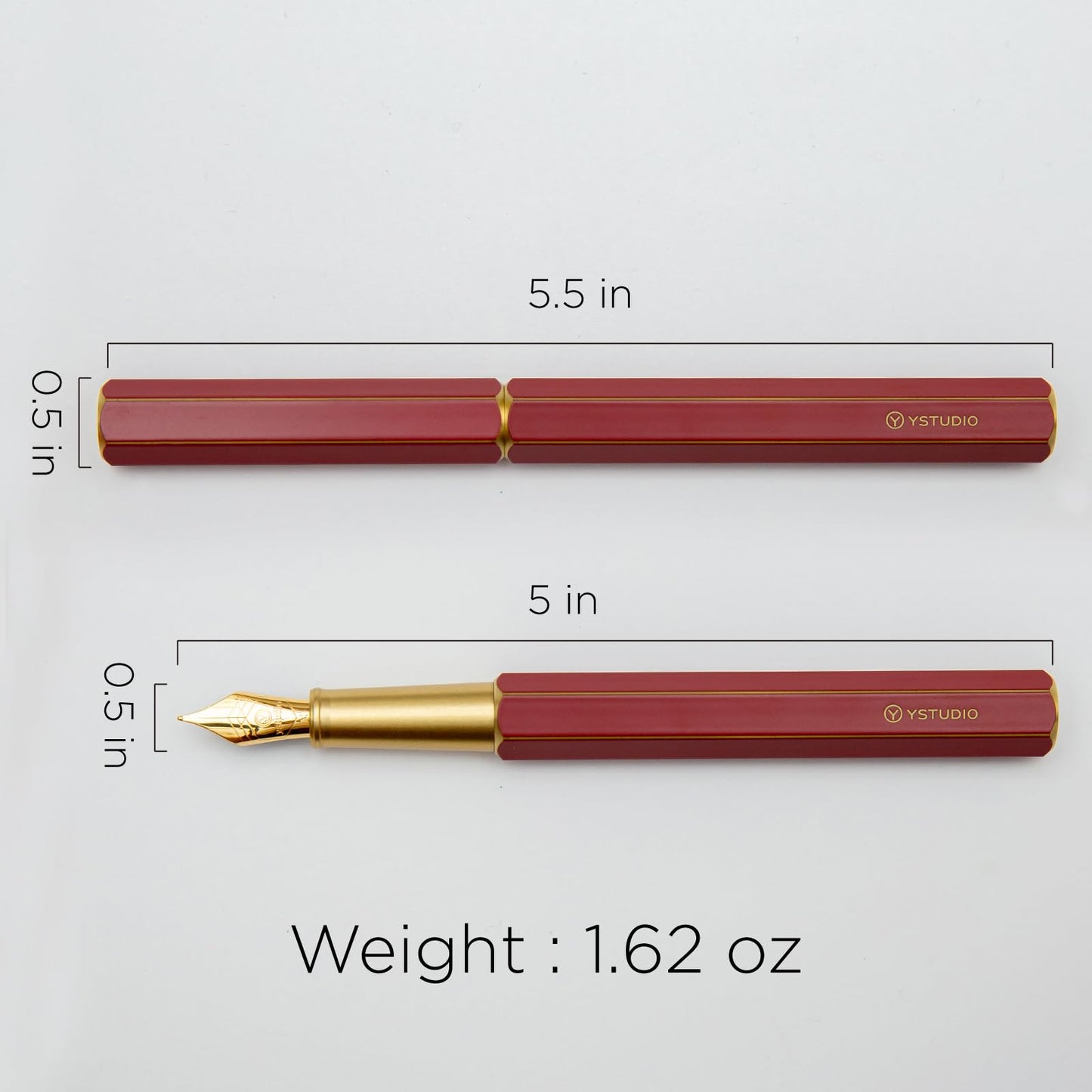 YSTUDIO Stunning Classic Revolve Fountain Pen, Schmidt Gilded Nib, Best Pen Gift Set for Men & Women, Professional, Executive Office, Nice Pens（red，M nib）