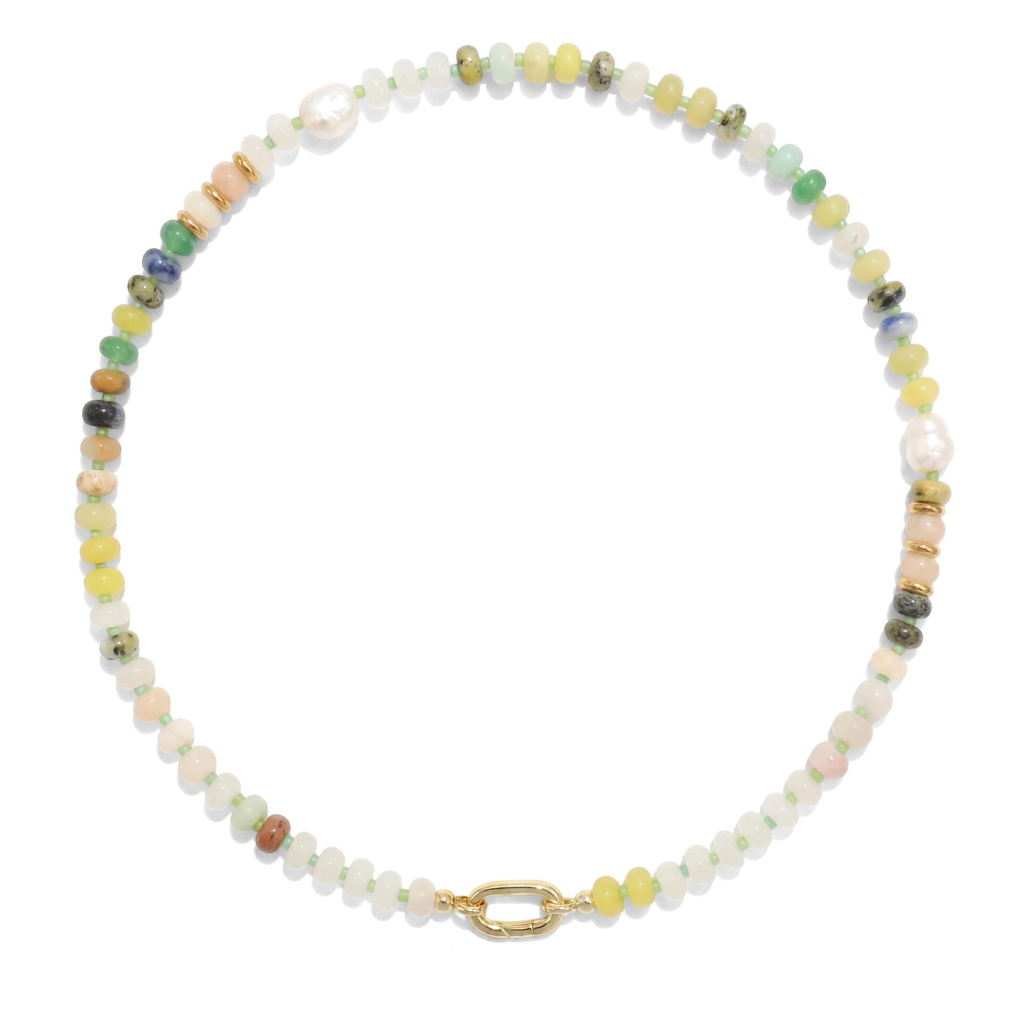 CONRAN KREMIX Colourful Stone Beaded Necklace for Women,Natural Gemstone Bead Choker Necklaces Boho Summer Beach Layering Necklace Jewelry Gift for Women