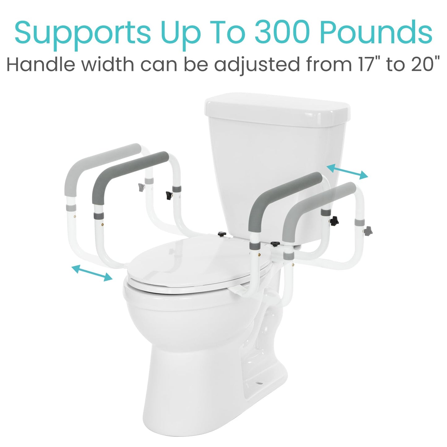 Vive Toilet Safety Rail - Adjustable Grab Bar - Compact Support Frame with Handrail for Bathroom Toilet Seat - Easy Installation for Handicap Senior Bariatrics, Elderly Balance - Padded Hand Armrest