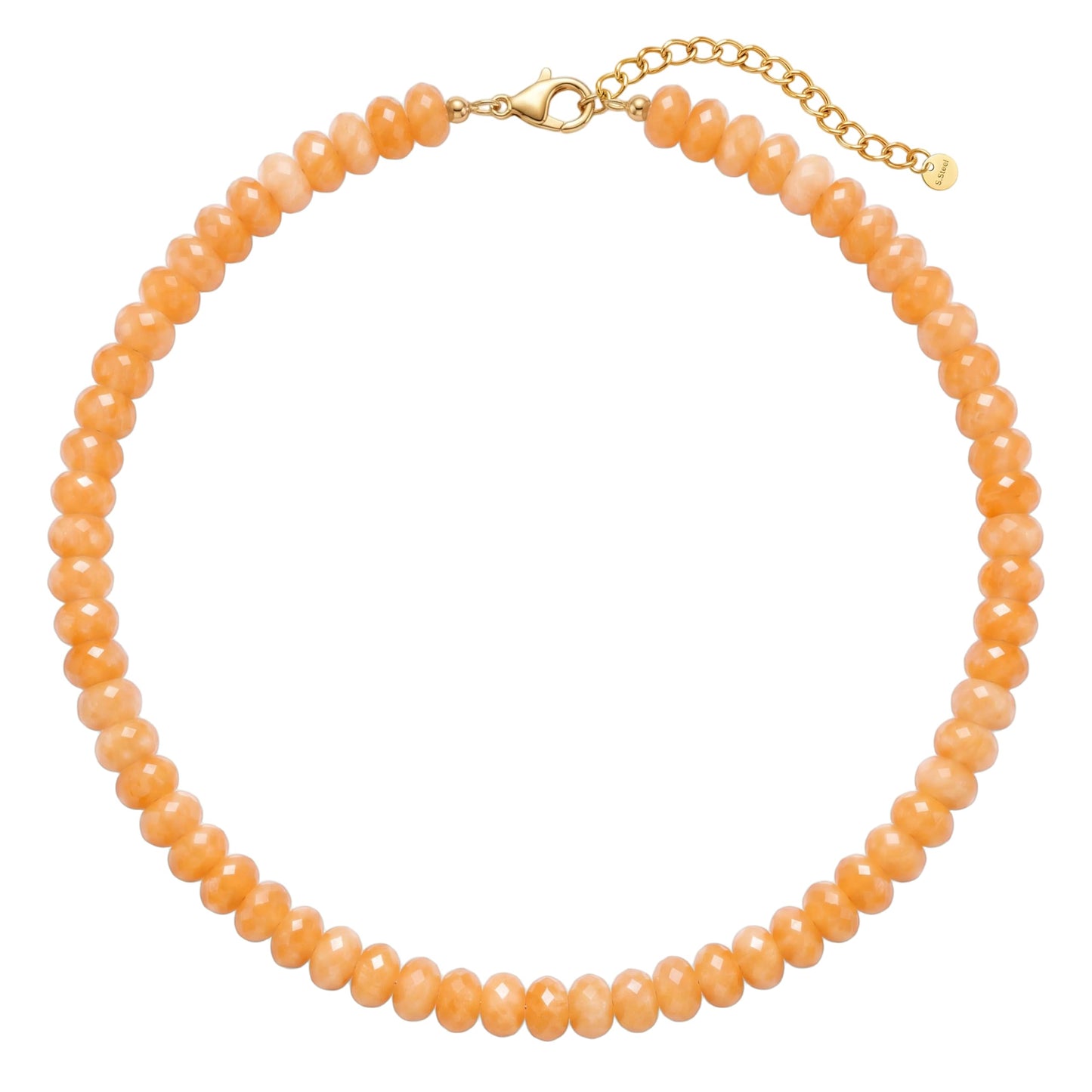 Badu Orange Gemstone Beaded Necklace for Women Natural Stone Bead Beach Choker Necklace Fashion Trendy Jewelry Gifts