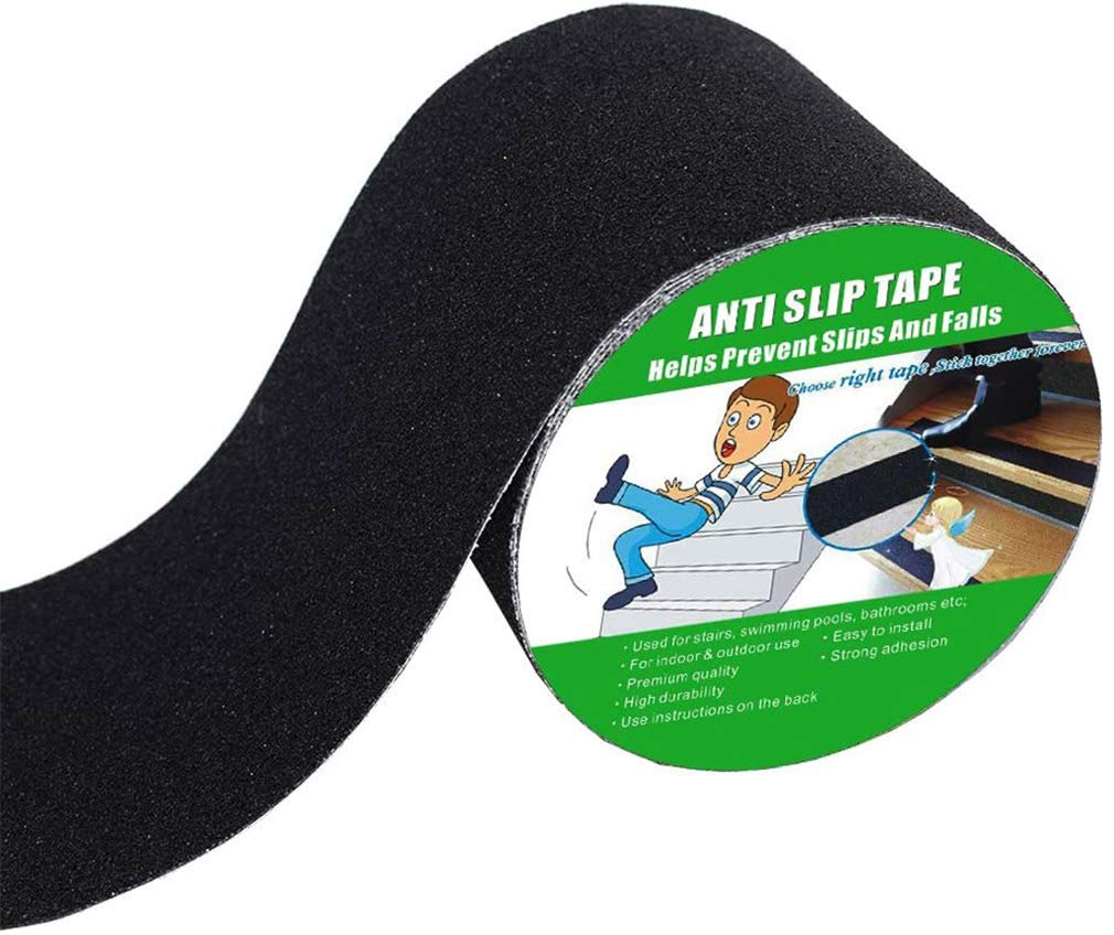 Yorwe Anti Slip Tape, High Traction,Strong Grip Abrasive, Not Easy Leaving Adhesive Residue, Indoor & Outdoor (4" Width x 190" Long, Black)