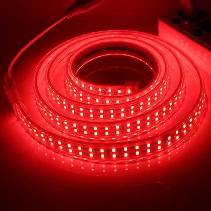 SUYOOULIN LED Strip Lights, High Voltage AC110V-130V 9.9ft/3m Super Bright 12000LM Waterpoof IP68 2835 180 LEDs/m LED Light Strips for Home Garden Outdoor Decoration(Red)