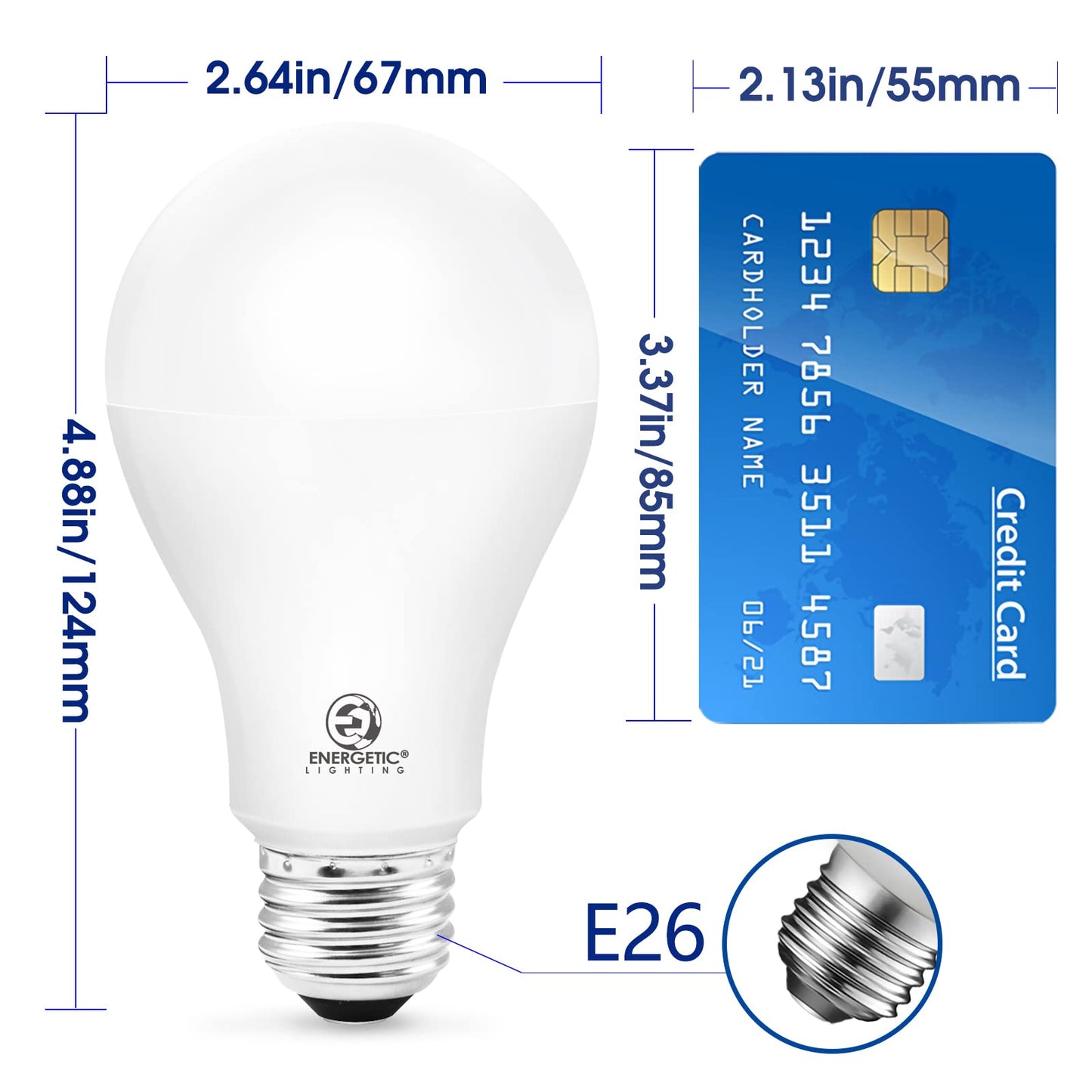 E ENERGETIC LIGHTING Dimmable A21 LED Bulb, 150 Watt Equivalent, Warm White 3000K, 2600LM, UL Listed, E26 Standard Base, Damp Rated, Super Bright Light Bulbs, 4 Pack