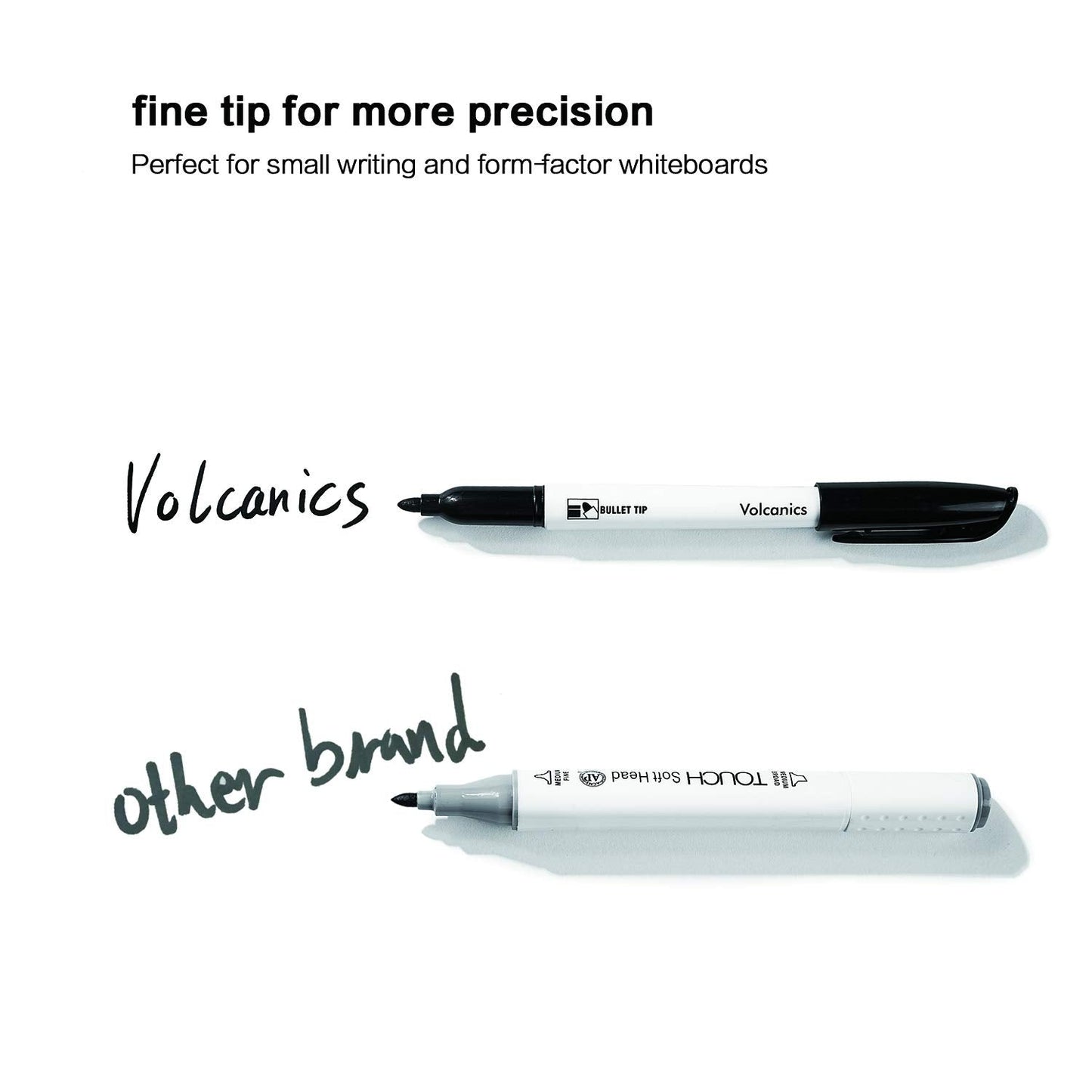 Volcanics Black Dry Erase Markers Low Odor Fine Whiteboard Markers Thin Box of 80