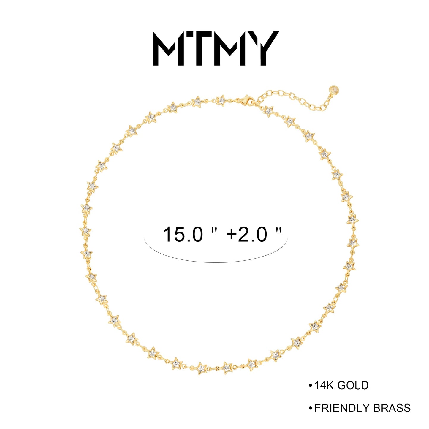 MTMY Beaded Necklaces for Women 14K Gold Plated Dainty Colorful Green/Rose Beaded Pearl Choker Necklace Delicate Boho Jewelry Gift (Star chain)