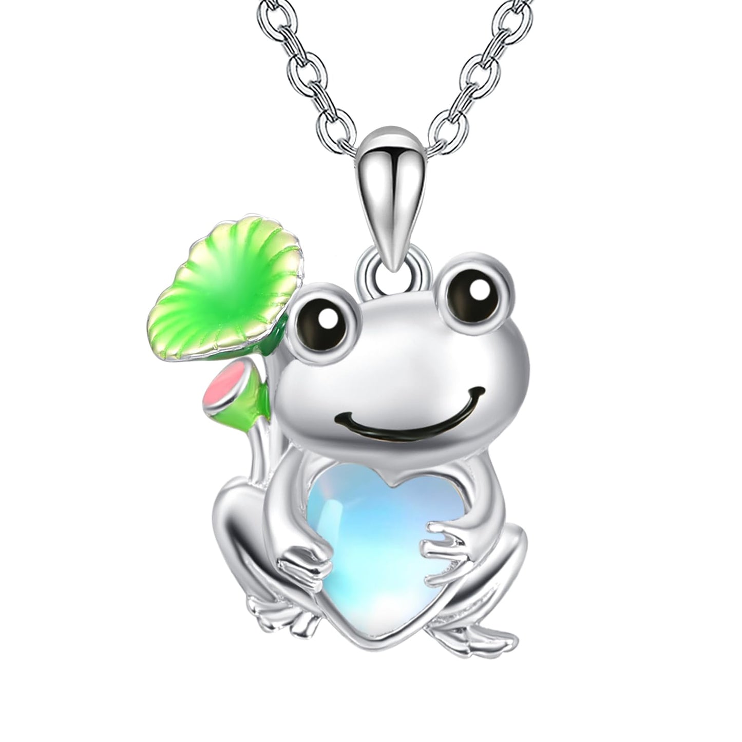 Dreamboat Frog Necklace for Women 925 Sterling Silver Moonstone Animal Pendant Jewelry Gifts for Frogs Lovers
