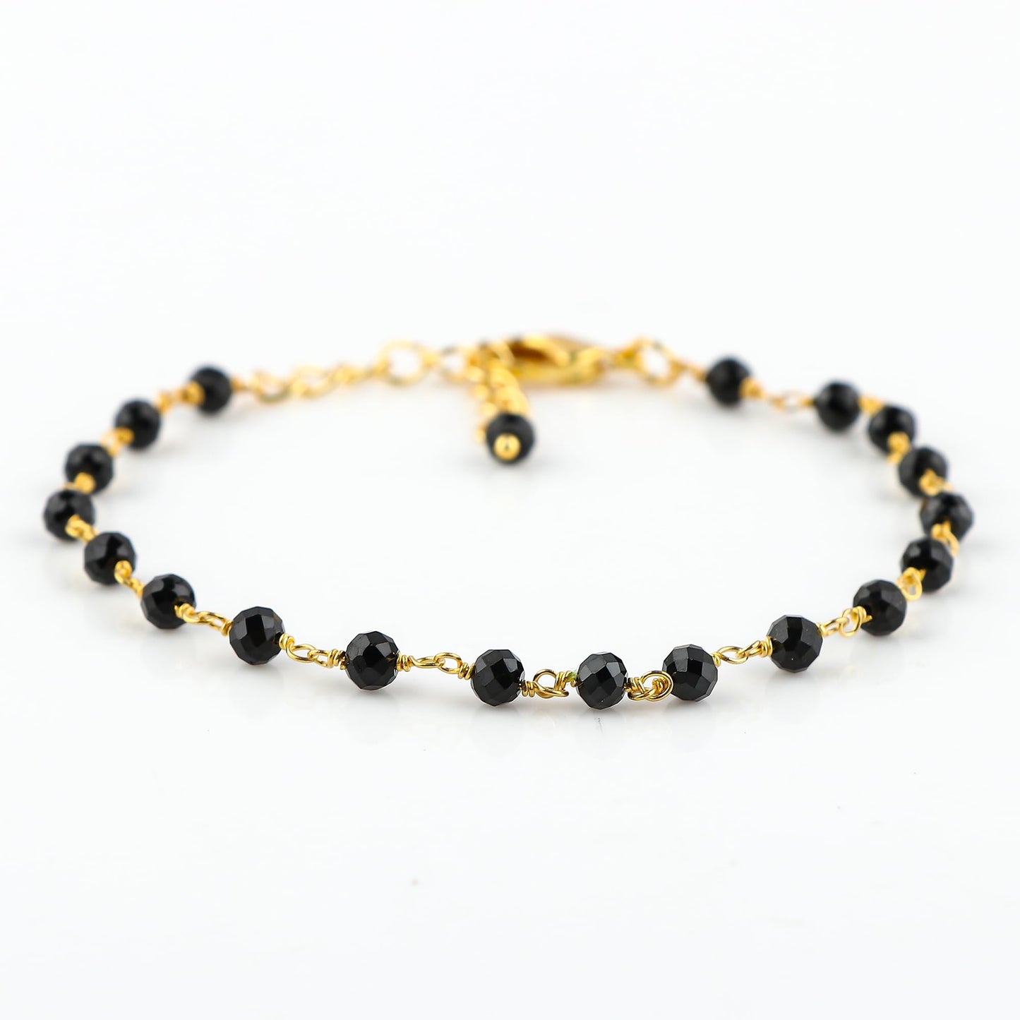 CRYSTALINES (3pcs) Natural Black Tourmaline Gemstone Cluster Jewelry Combo Set, 14K Gold Plated, Crystals Beads Rosary Chain, Handmade Bohemian Jewelry - Bracelets, Necklace, Earrings for Women