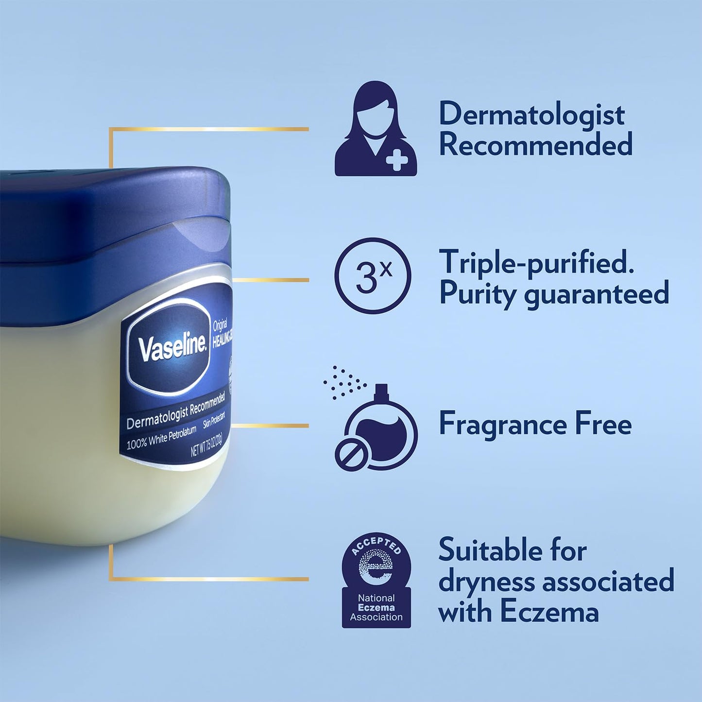Vaseline Original Healing Jelly 2-Pack – Skin Protectant with 100% White Petrolatum + Original Lip Therapy for Soft, Smooth Lips