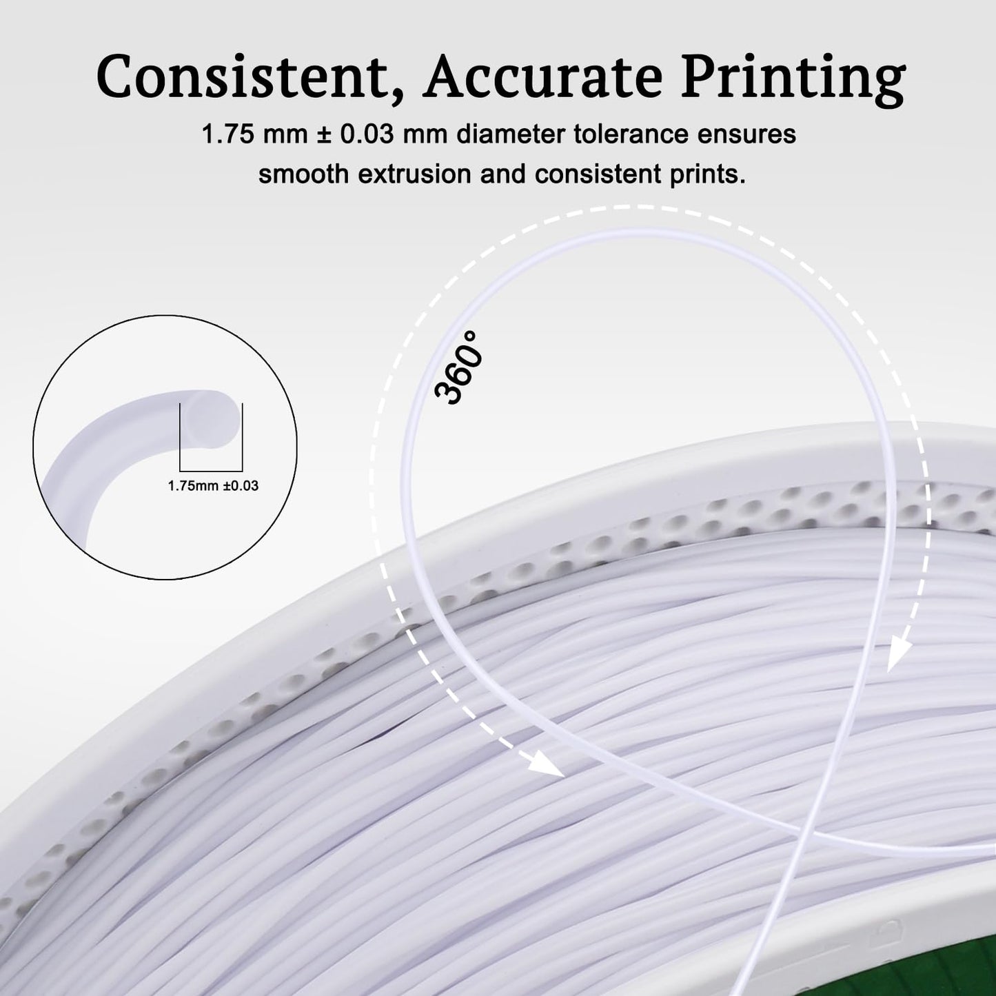 LOTACTREE White TPU Filament 1.75mm, 95A Rubber-Like 3D Printer Filament, Flexible TPU Filament Accuracy +/-0.03mm, 1KG (2.2lb)