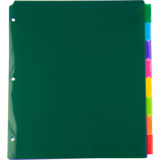 JAM PAPER Plastic Index Tab Dividers - 8-Tab - 9 3/4 x 11 1/2 - Multicolor - 2 Sets of 8 Tabs/Pack