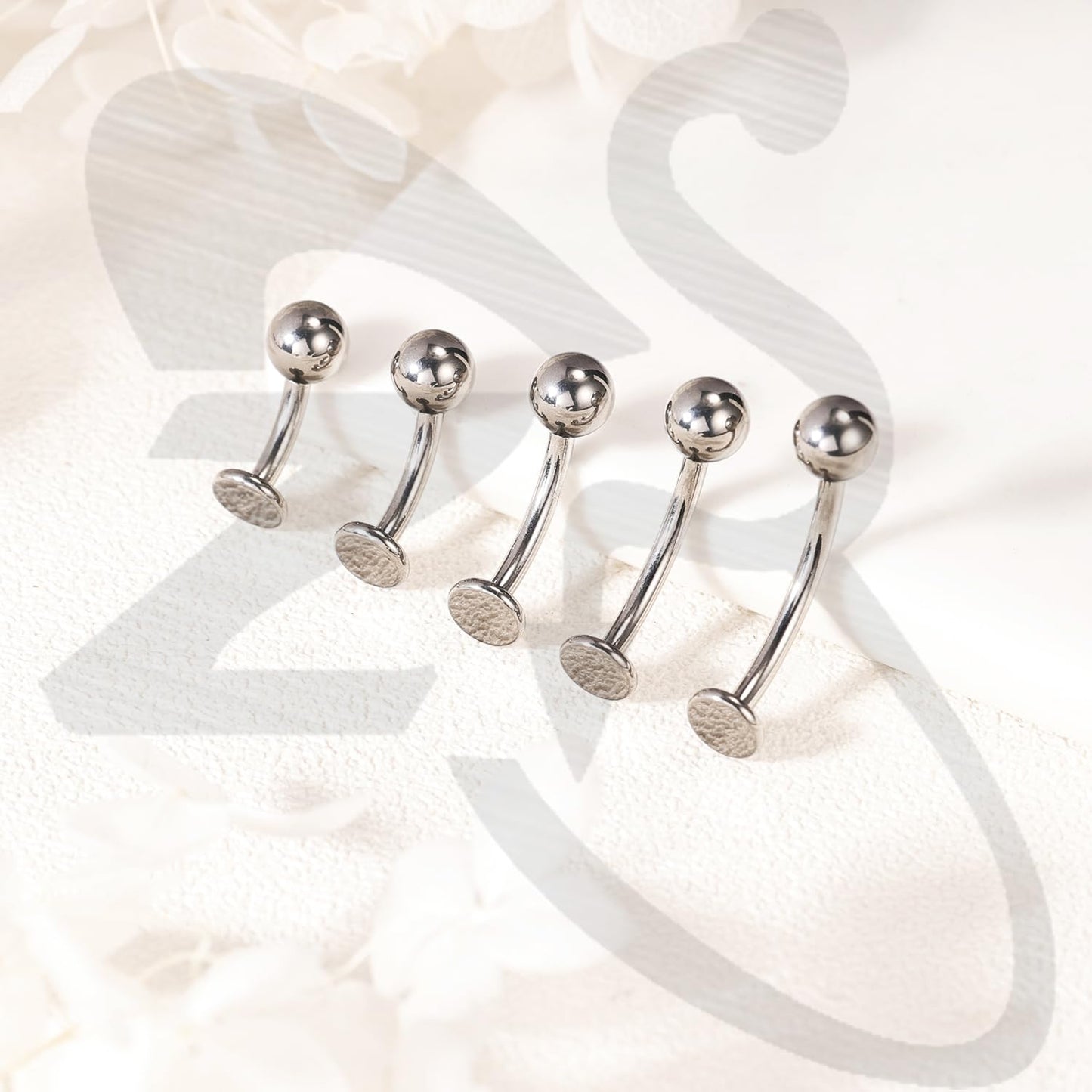 ZS ASTM F136 Titanium Belly Button Ring, 14G Cubic Zirconia Navel Jewelry, 6/8/10/12/14MM Internally Threaded Long Bar Navel Barbell Stud Flat Back Belly Piercing (Steel,L:14mm)
