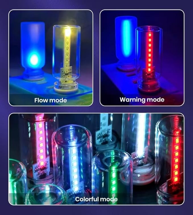 USB Car Interior LED Ambient Light – Touch Control Mood Light with 7 Color Modes, Dimmable LED Light Strip for Car, Nightstand, Camping, Party – Portable, Low Power(Clear LED)