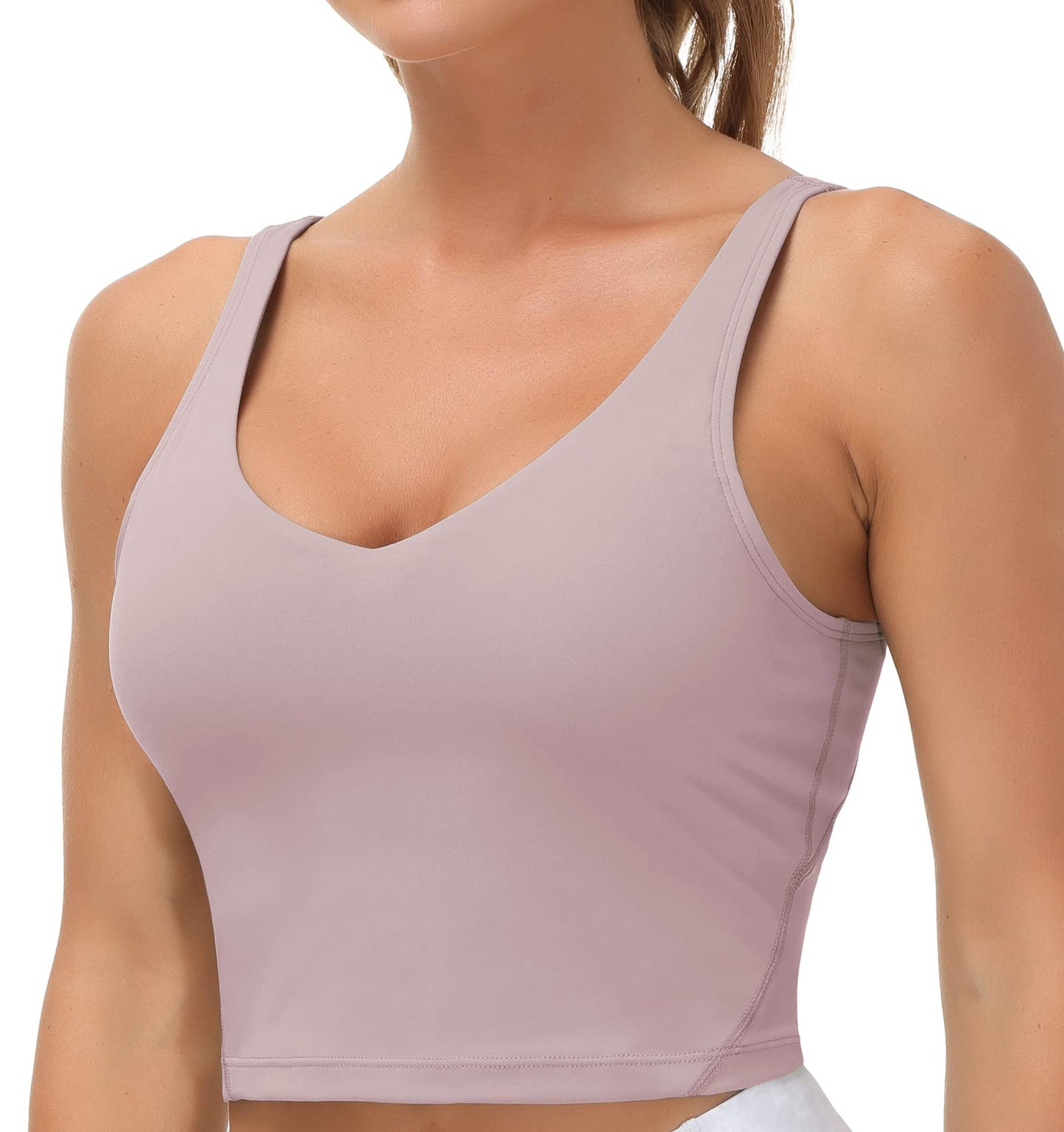 Women’s Longline Sports Bra Wirefree Padded Medium Support Yoga Bras Gym Running Workout Tank Tops(Light Purple, X-Large)