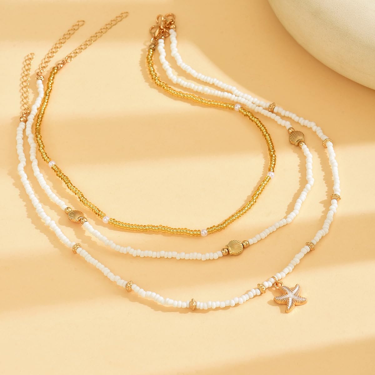 Seashell Necklace Beach Jewelry for Women Starfish Fish Necklace Boho Pearl Choker Sea Shell Necklaces for Women Beach Necklaces Summer Vacation Jewelry (Style5)