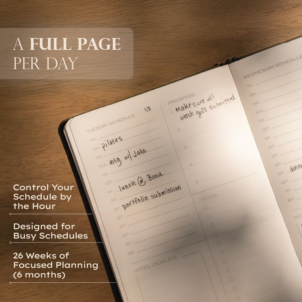 Anecdote Daily Planner w/ 2026-2027 Calendar | Start Anytime 26 Weeks Undated | 1 Page per Day | 8.5" x 5.2" | Hardcover To-Do List Organizer, Plan Your Success, Achieve Productivity Goals (Evergreen)