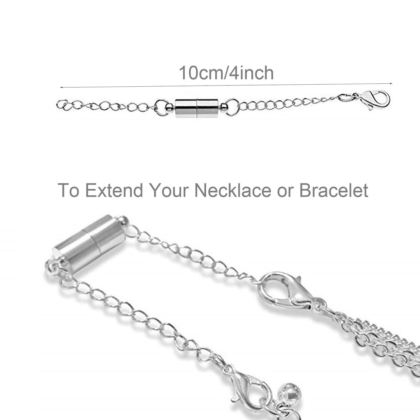 Mizeer Magnetic Necklace Extenders, Adjustable Chain Extenders for Necklaces, Magnetic Necklace Clasps and Closures with Extender Chains (8pcs Gold)