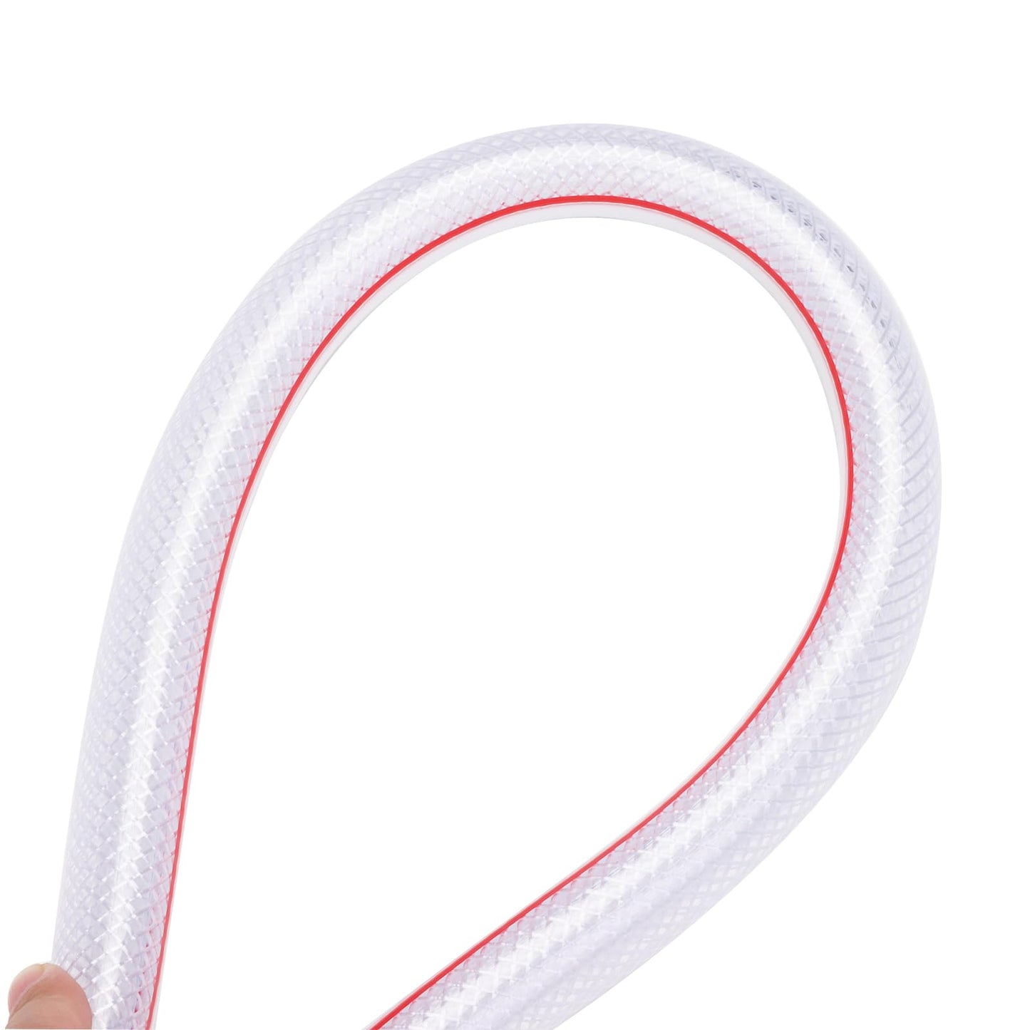 DERPIPE Soft Braided PVC Tubing - 5/8" x 7/8" OD High Pressure Clear Flexible PVC Tube Reinforced Vinyl Hose for Water, Oil with 2pcs Hose Clamps (10Ft)