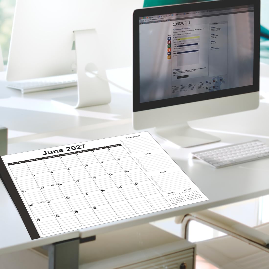 Large Desk Calendar 2026-22" x 17" Desk Calendar from January 2026 - June 2027, Desktop Pad Calendar Perfect for Planning and Organizing In Your Home, School or Office, Black