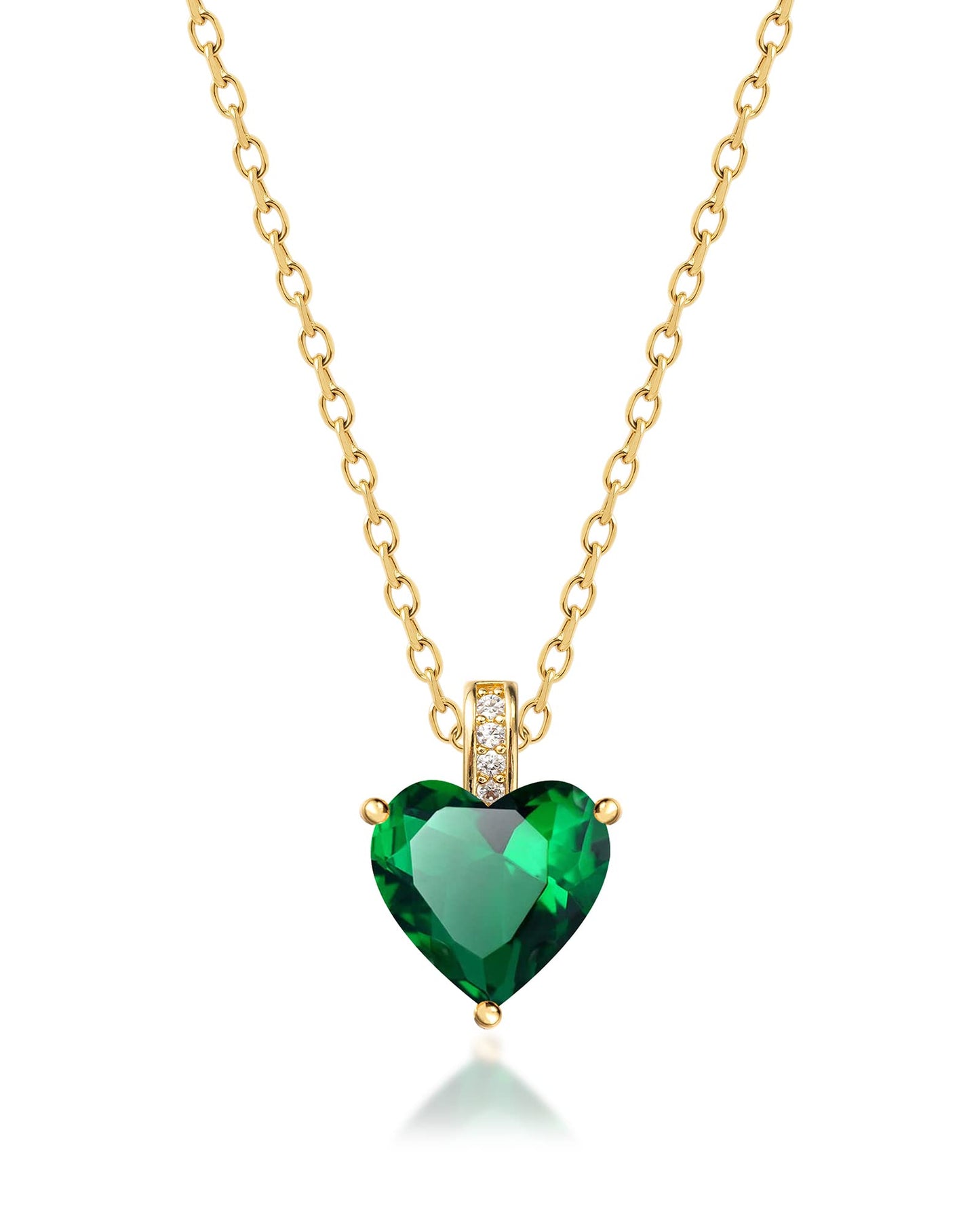 MIDDLUX Emerald Necklace, Emerald Jewelry, May Birthstone Jewelry, May Birthstone Necklace, Heart Necklace
