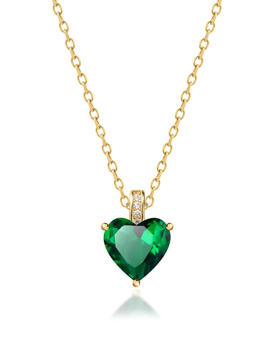 MIDDLUX Emerald Necklace, Emerald Jewelry, May Birthstone Jewelry, May Birthstone Necklace, Heart Necklace