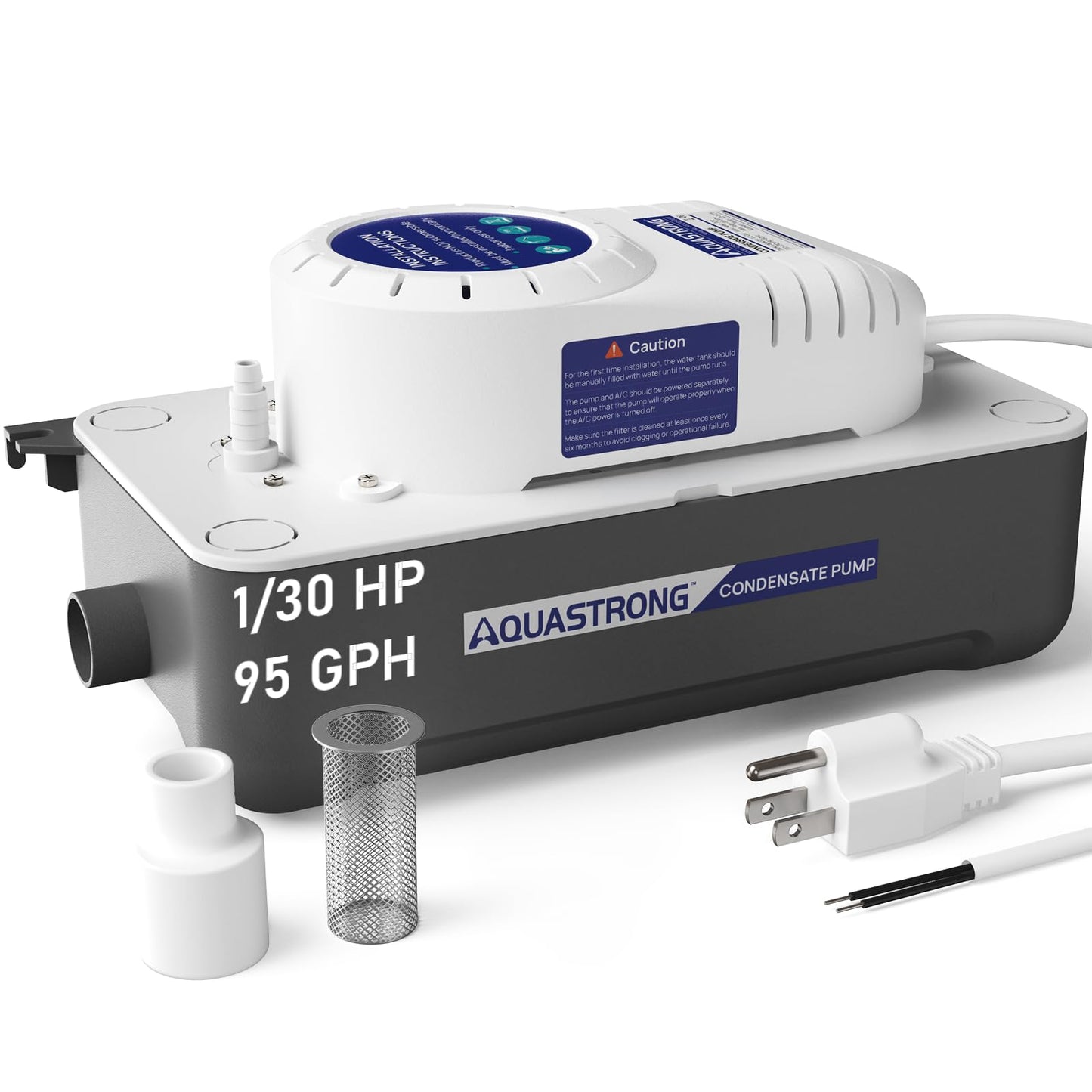 Aquastrong Automatic Condensate Pump for Hvac, 115V/230V Condensation Pump with Safety Switch, Ac Condensate for dehumidifier, Air Conditioner, Ice Maker, 3.3' Power Cord, Grey