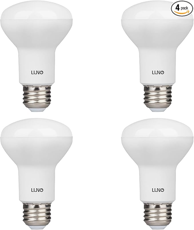LUNO R20 Dimmable LED Bulb, 6.5W (45W Equivalent), 455 Lumens, 5000K (Daylight), Medium Base (E26), UL Listed (4-Pack)