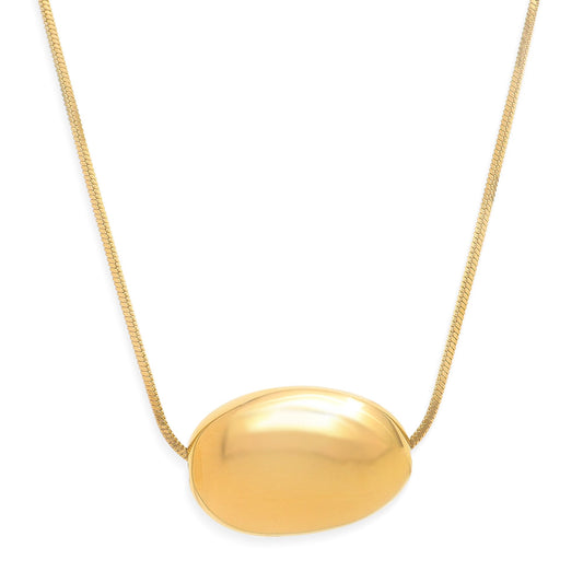 Frigotine Chunky Gold Slide Oval Ball Charm Necklace for Women, Trendy Thick Statement Adjustable Long Snake Chain Hollow Pendant Nacklaces Winter Prom Jewelry Gift