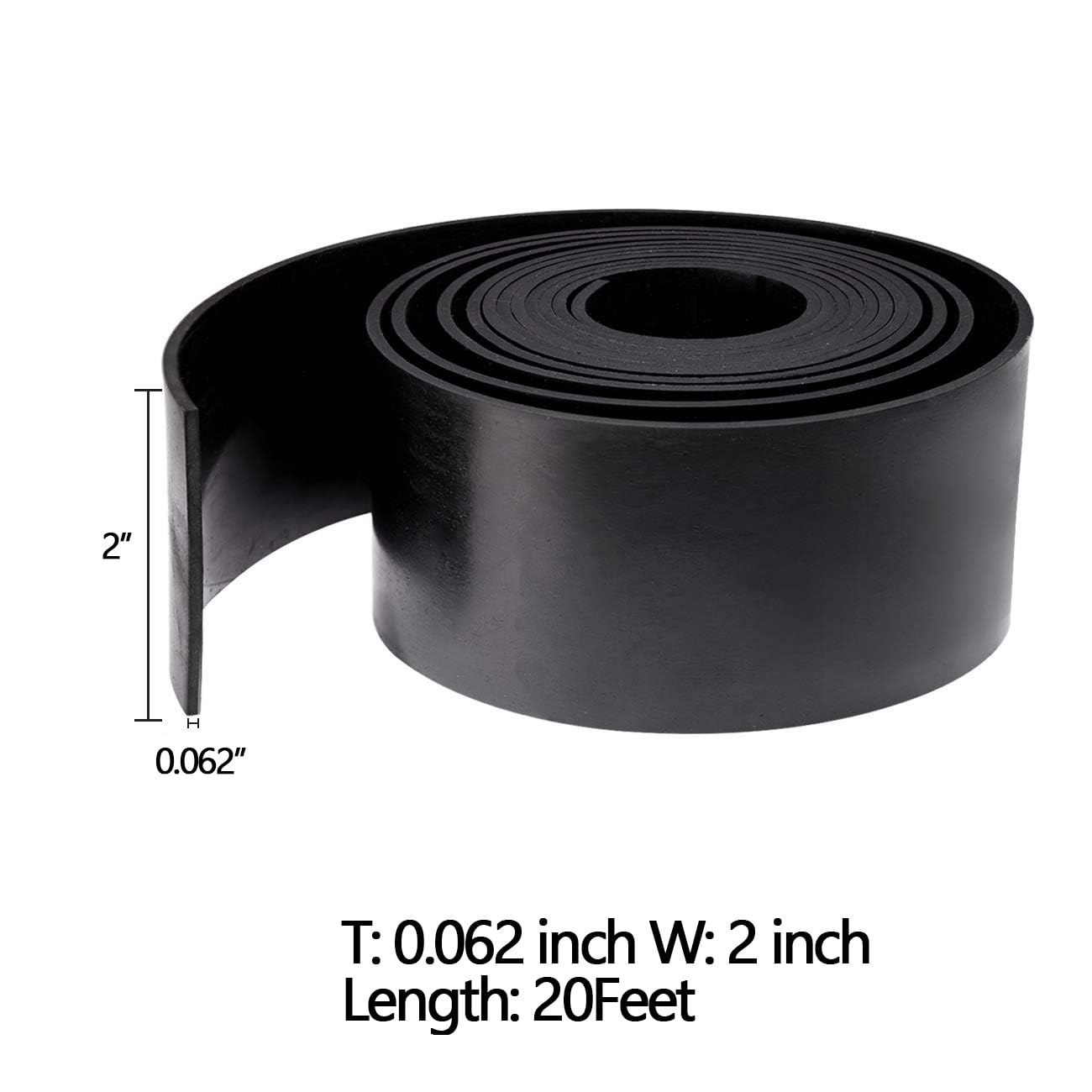 TORRAMI Solid Neoprene Rubber Strips Roll 1/16 (.062) inch Thick X 2 inch Wide X 20 Feet, for DIY Weather Stripping, Gasket, Seal