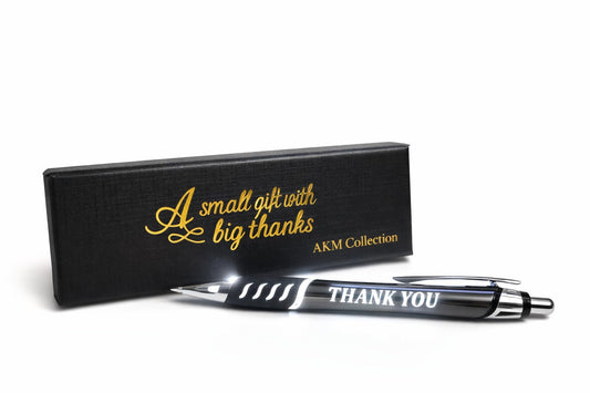 AKM Collection Light Up Thank You Pen – LED Engraved Ballpoint Pen in Gift Box, Elegant Appreciation Gift for Teachers, Coworkers, Friends (Chrome)
