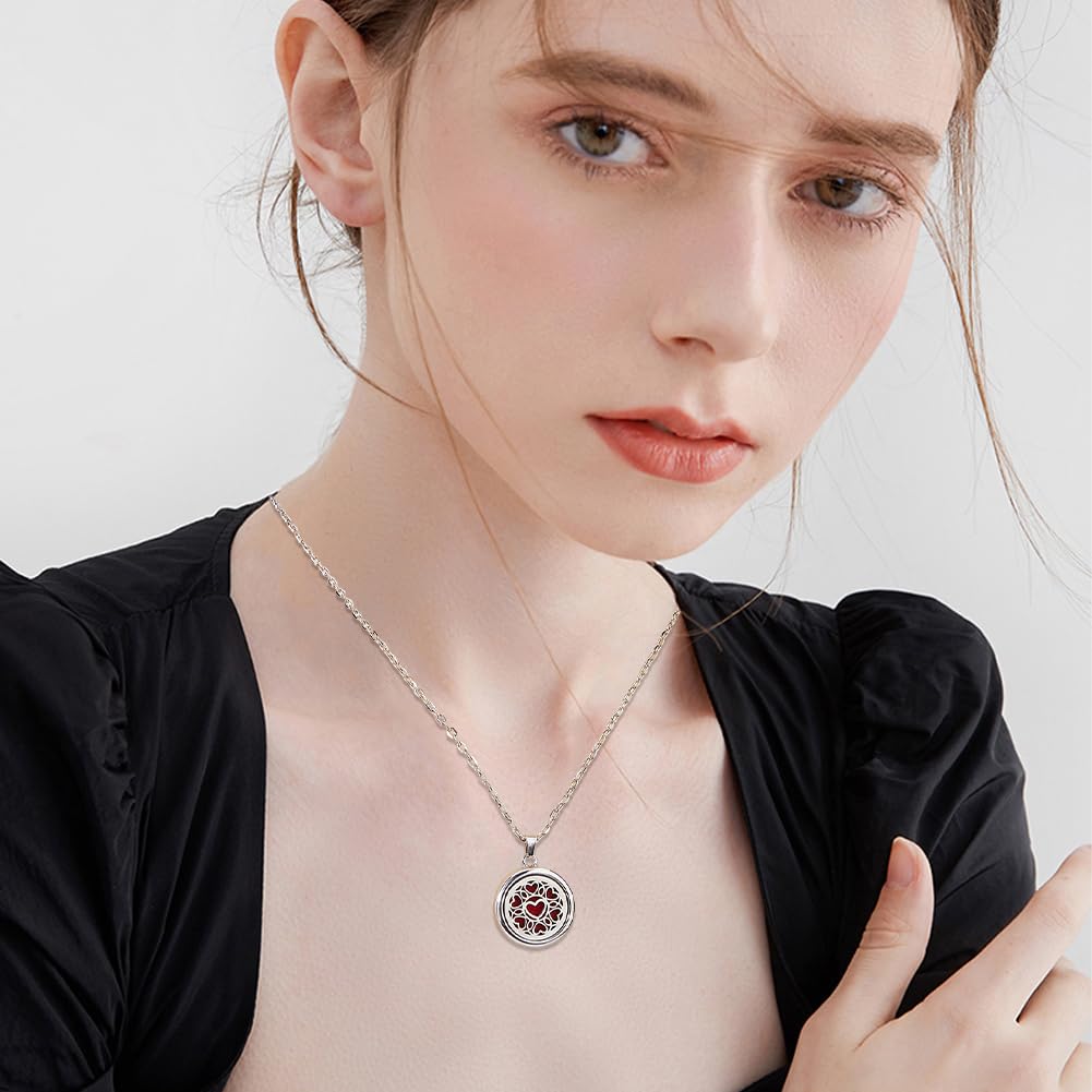 Hobbspring Necklace 2 Sets Aromatherapy Essential Oil Diffuser Necklace 2 Styles Diffuser Stainless Steel Oil Pendant with Felt Pads Wing and Heart Aromatherapy Locket Necklaces Gift for Woman Men