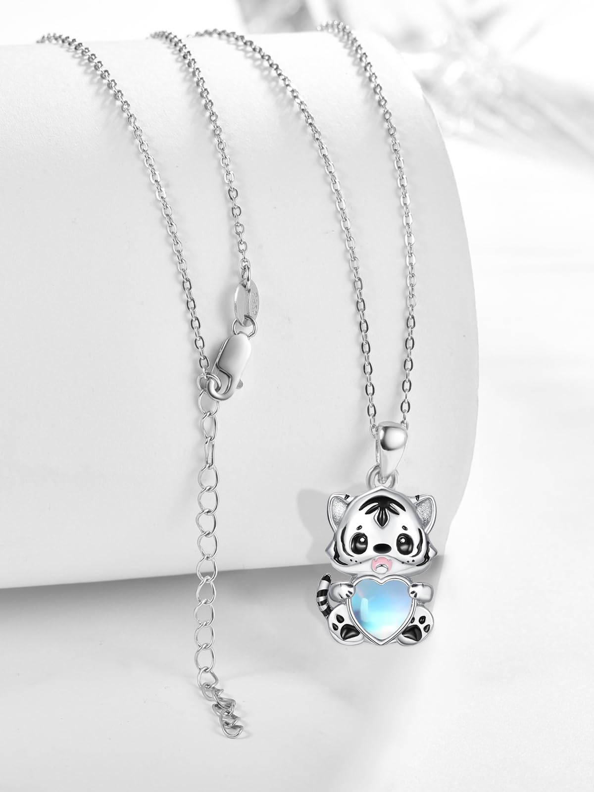 Dreamboat Tiger Pendant Necklace for Women 925 Sterling Silver Moonstone Animal Jewelry Gifts for Tigers Lovers
