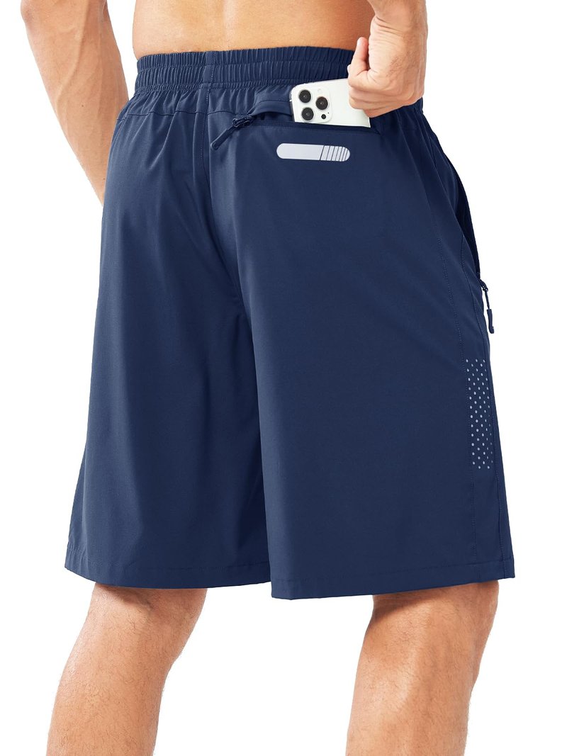 NORTHYARD Men's Athletic Running Shorts Gym Workout 7"/9"/5" Quick Dry Lightweight Sports Basketball Tennis 3 Zipper Pockets DARKBLUE-9inch S