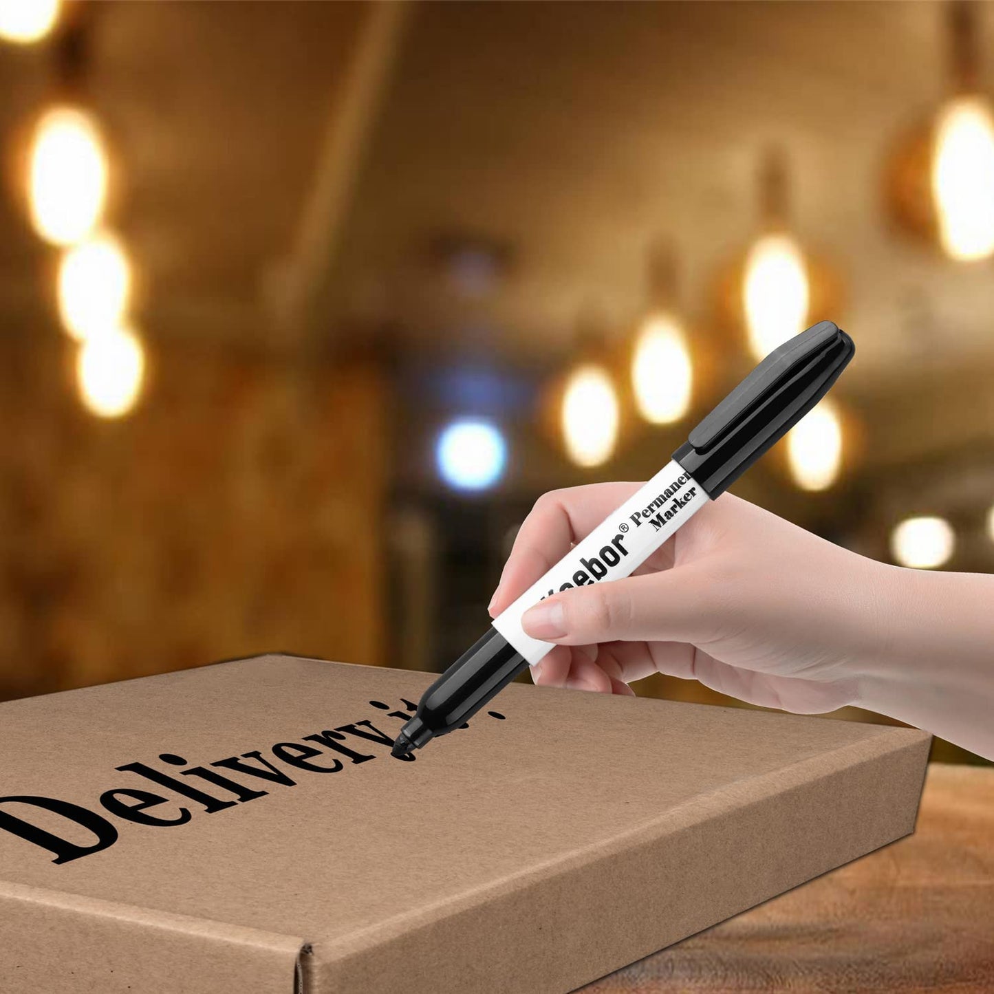 Keebor Permanent Markers Bulk, 60 Pack Black Permanent Markers, Quick Drying & Fade Resistant, Fine Point Marker Set for Wood, Plastic, Paper, Metal