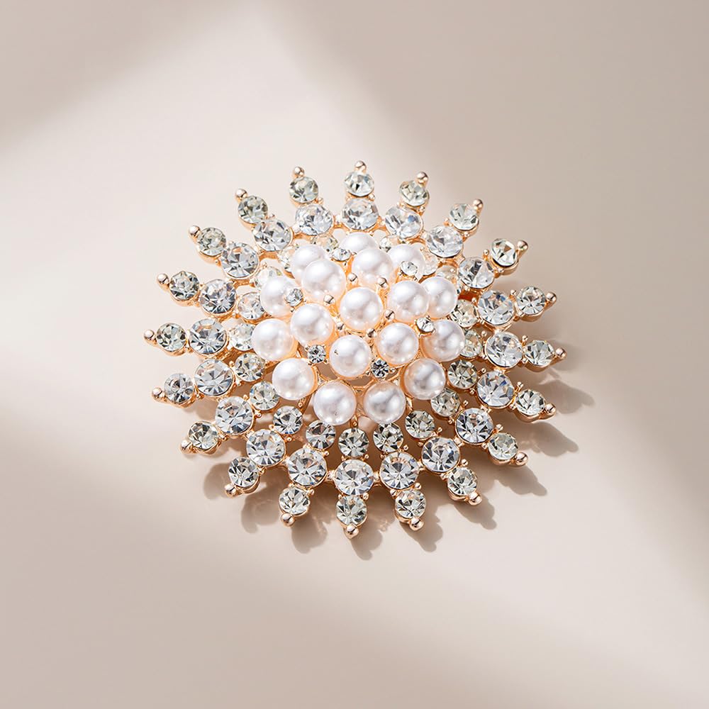 Sunflower Brooch for Women Rhinestone Pearl Sunflower Pin Sunflower Jewelry Birthday Mother's Day for Mother Wife Girlfriend