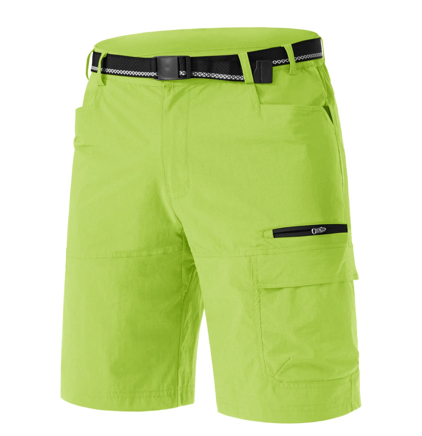 TACVASEN Men's Casual Shorts Lightweight Quick Dry Cargo Hiking Tactical Shorts Outdoor Summer with Zipper Pockets Yellow Green 36