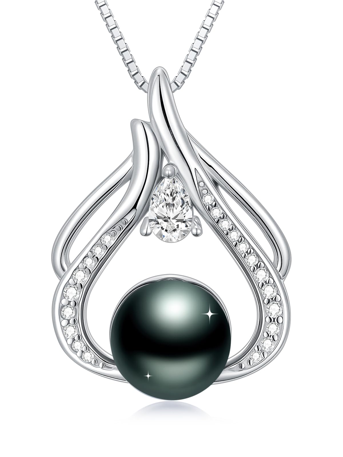 KANNSOAR 9MM Tahitian Black Pearl Necklace for Wife Women Mom Girlfriend Her 18K Gold-Plating Pearl Jewelry Wedding Birthday Anniversary Valentines Day Christmas Mothers Day Gifts