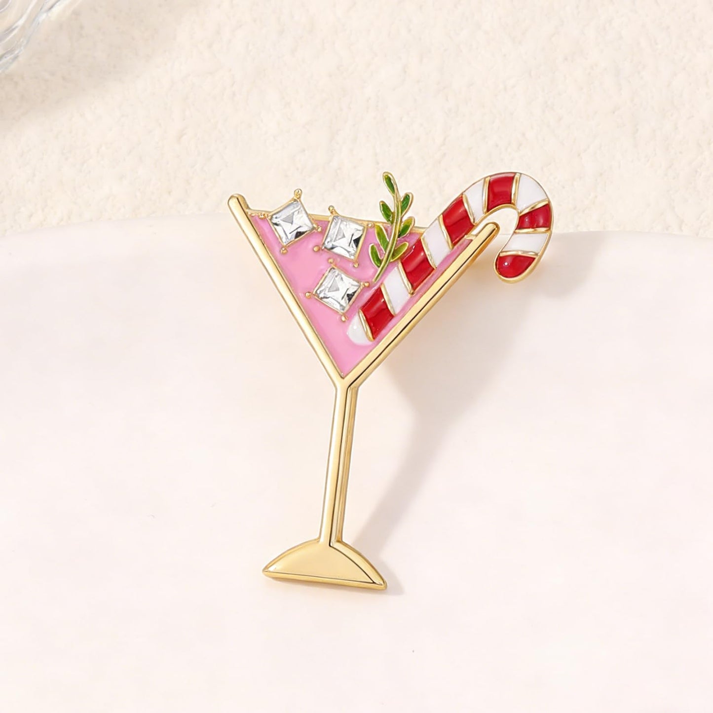 DEYOUM Cocktail Wine Glass Brooch Pin for Women Trendy Cute Cocktail Wines Glass Wine Bottle Brooch Pin Party Hat Bag Suit Charm Jewelry Gift Accessories (chrismas)