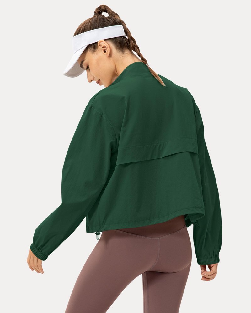 Locachy Women's Lightweight Zip Up Athletic Jacket Stand Collar Windproof Sun Protection Workout Outdoor Jacket Mysterious Green XS