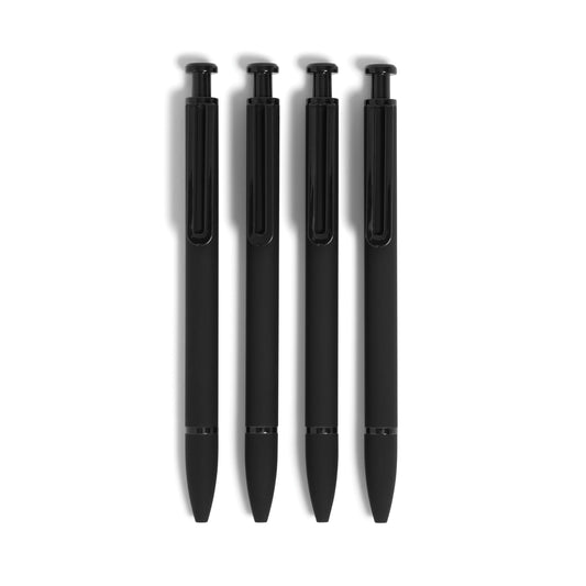 U Brands Midnight Monterey Ballpoint Pens, 4 Count, Black Soft Touch, Painted Black Details, Bold (1.0 mm) Point, Black Ink