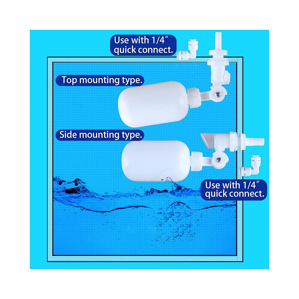 ESHIONG NSF Certified 1/4" O.D. Push to Connect Fittings for RO (Reverse Osmosis) Water Filter（with water float ball valve）19 pcs+30 feet 1/4" Water tubing.