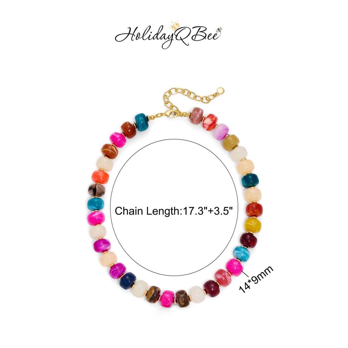 HolidayQbee Colorful Beaded Necklace for Women Boho Bead Chunky Necklace Bead Necklace Fashion Trendy Summer Beaded Necklaces Jewelry Gifts