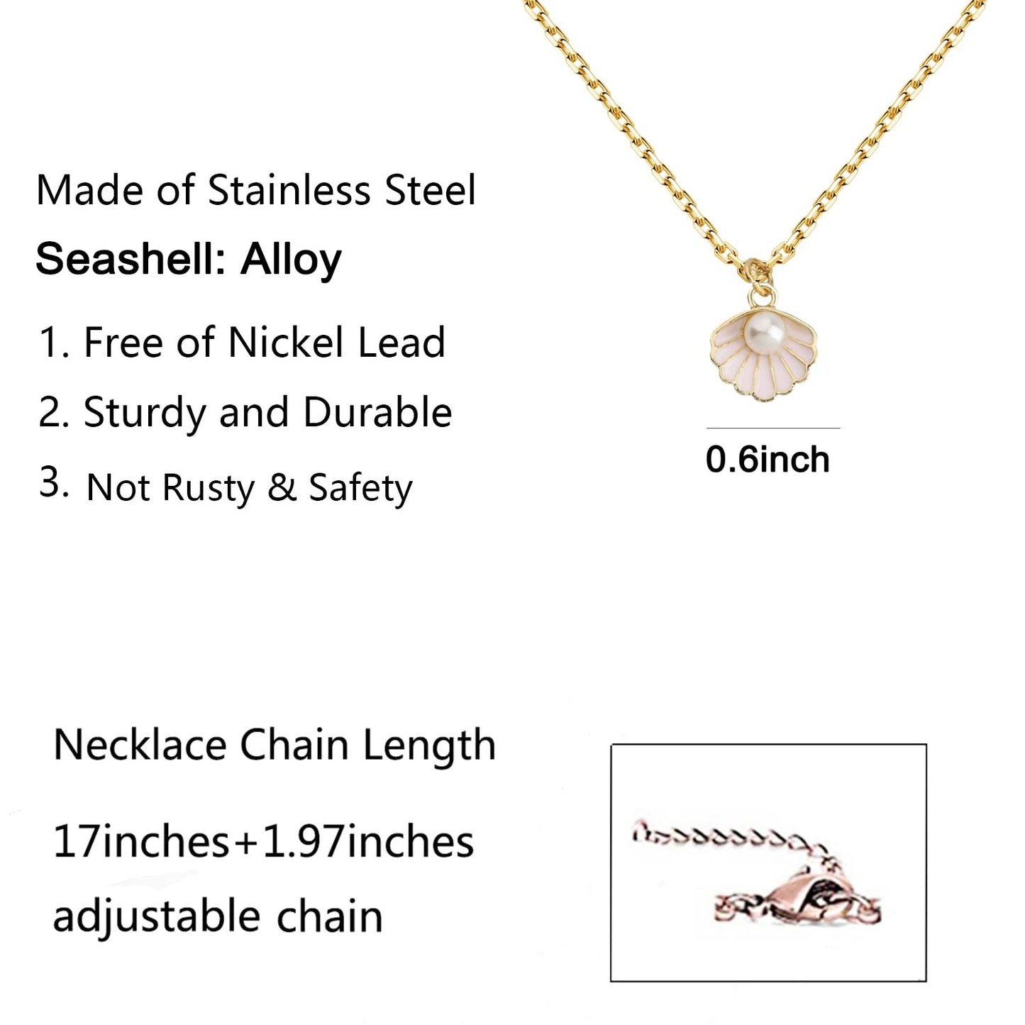 BNQL Seashell Pendant Necklace Beach Lover Gifts Scallop Necklace Enamel Seashell Jewelry Gifts for Women