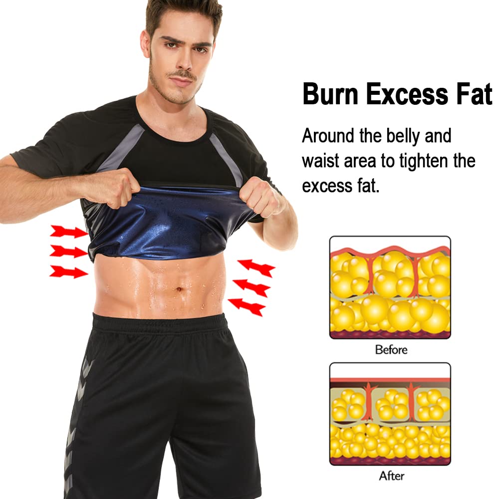 NINGMI Sauna Shirt for Men Gym Sweat Suit Sweating Top T-Shirt Workout Sweatshirts Body Shaper Exercise Weight Loss