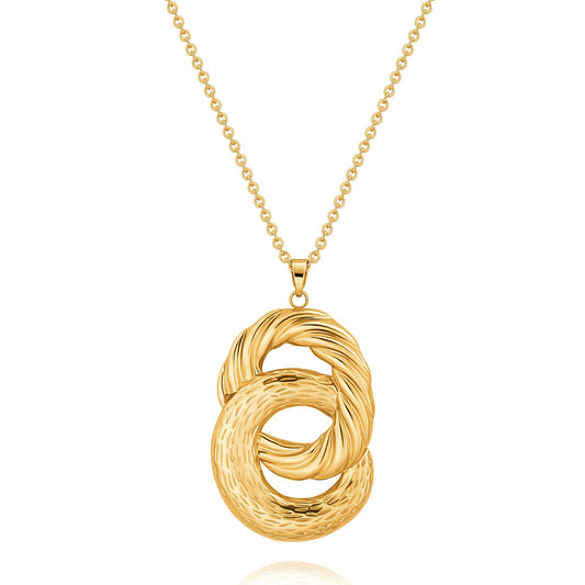 CANEVINKA 18K Gold Plated Trendy Long Sweater Chain Necklace for Women Large Pendant Sweater Y-Shaped Necklace Knot Circle Pendant