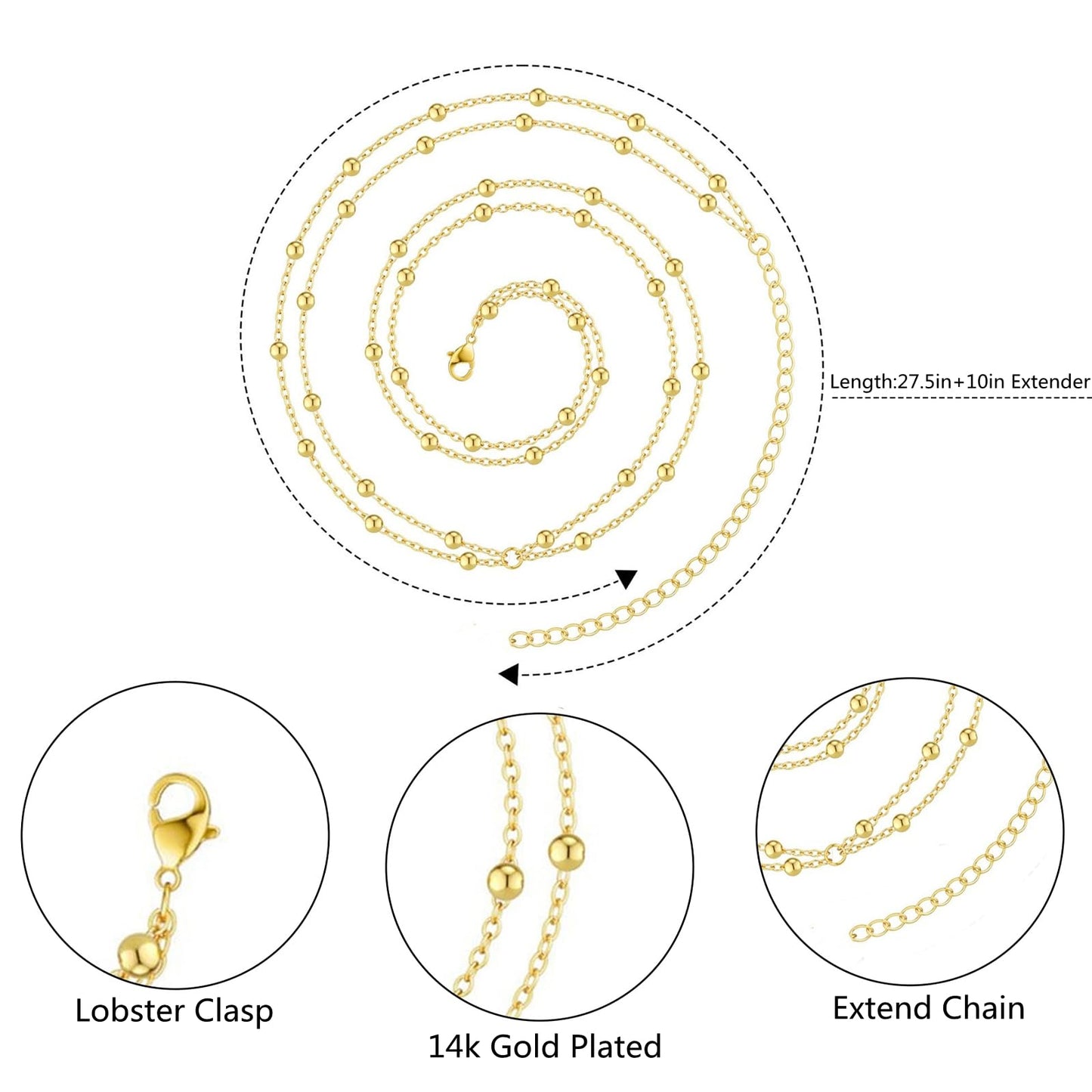 Waist Chain for Women 14K Gold Plated Layered Belly Chain Body Chain Adjustable Bikini Beach Body Jewelry for Women 2 Pcs/Set